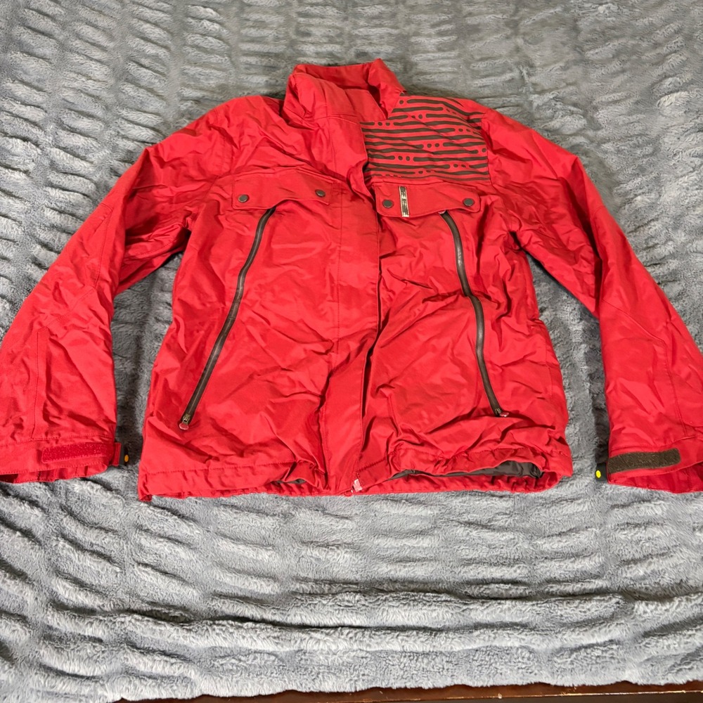 Merrell Womens Red Insulated Ski Jacket Size Medium Full Zip Pockets AT559
